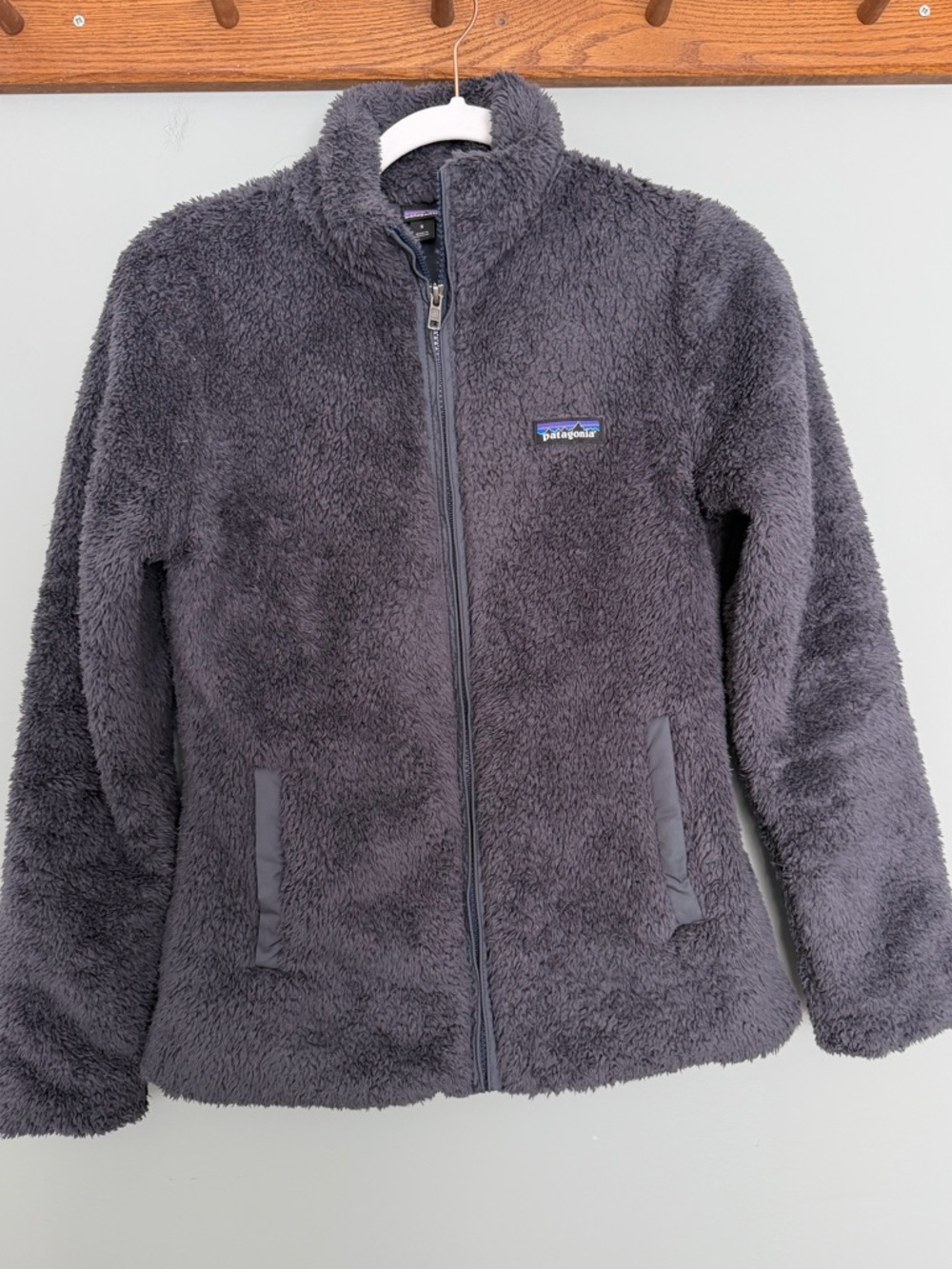 Patagonia Blue Gray Fuzzy Sherpa Fleece Full Zip-Up Jacket